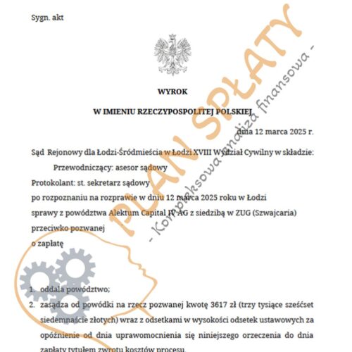 Wyrok marzec Alektum SR_Łódź