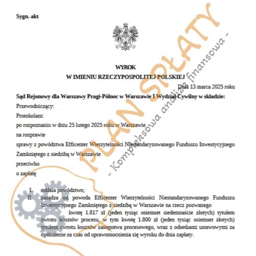 Wyrok marzec Efficenter SR Warszawa