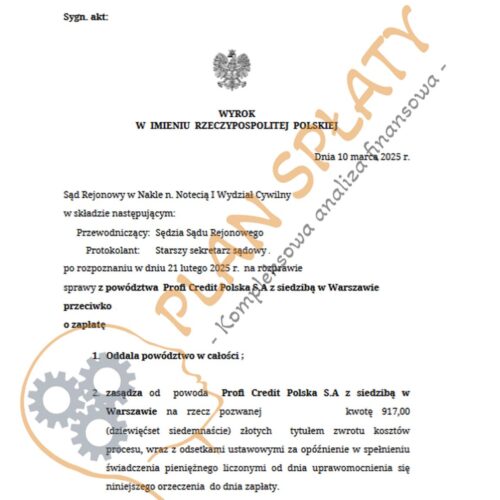 Wyrok marzec Profi Credit SR Nakło