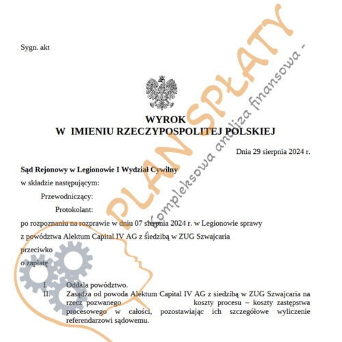 Wyrok Alektum SR Legionowo