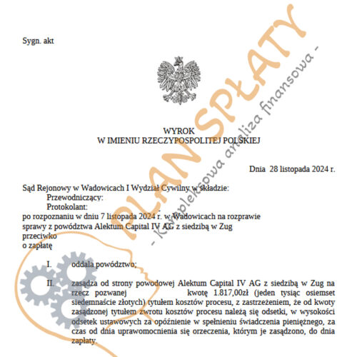 Wyrok Alektum SR Wadowice