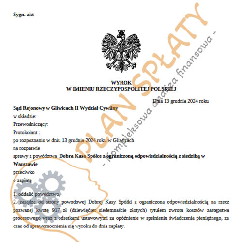 Wyrok Dobra Kasa SR Gliwice