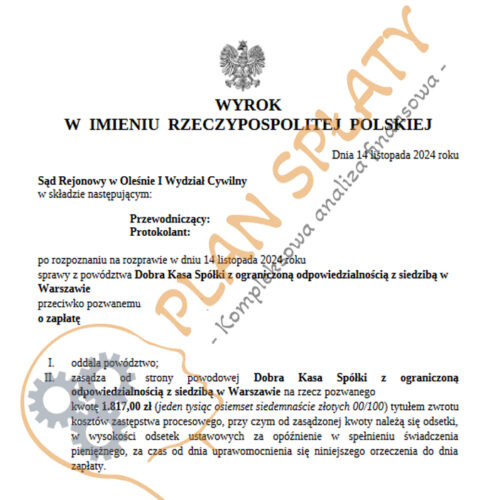 Wyrok Dobra Kasa SR Olesno