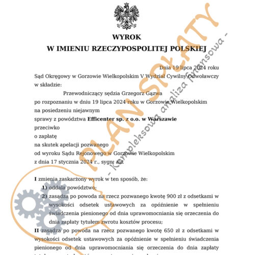 Wyrok Efficenter SO Gorzów