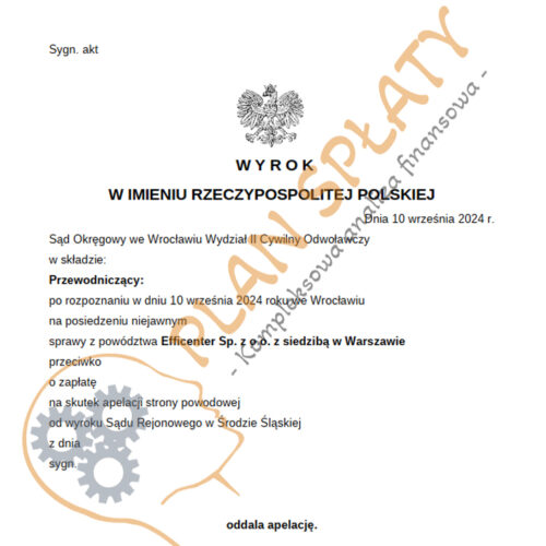 Wyrok Efficenter SO Wrocław