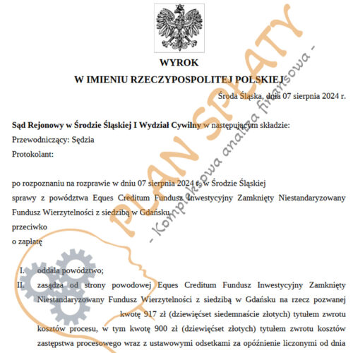 Wyrok Eques SR Środa Śląska