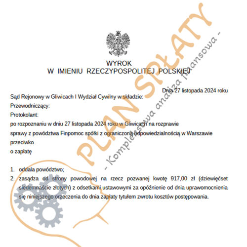 Wyrok Finpomoc SR Gliwice