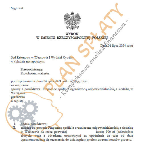 Wyrok Finpomoc SR Węgrów