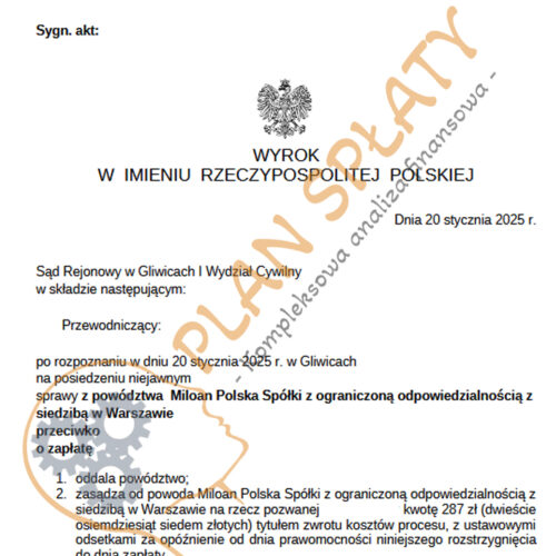 Wyrok Miloan SR Gliwice