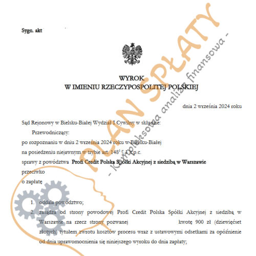 Wyrok Profi Credit SR Bielsko Biała