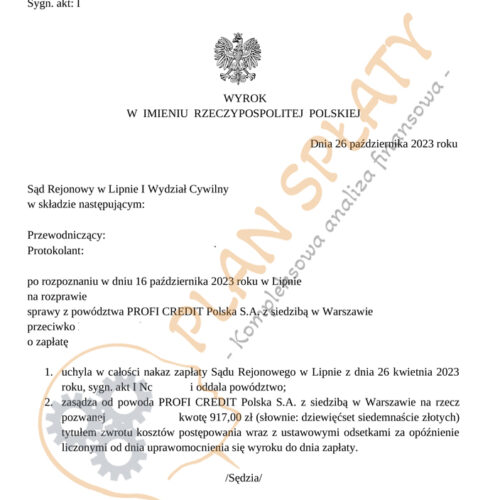Wyrok Profi Credit SR Lipsk
