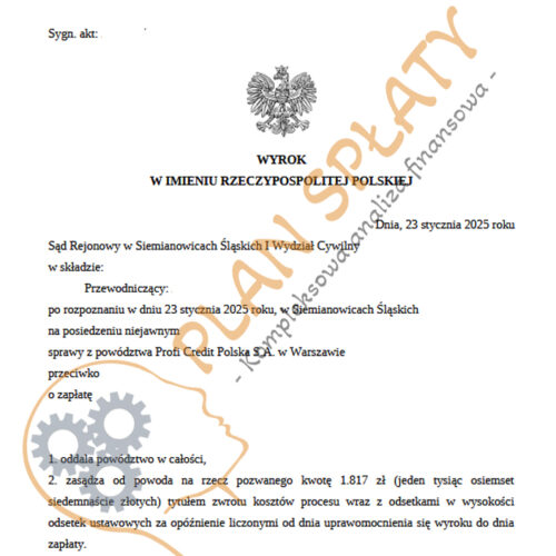 Wyroki Profi Credit SR Siemianowice