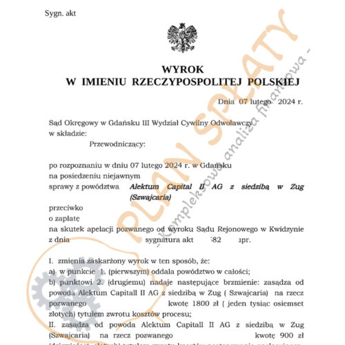 Wyrok Alektum SO Gdańsk