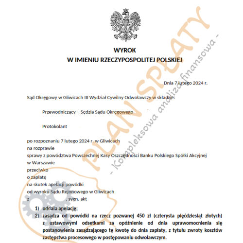 Wyrok PKO SO Gliwice