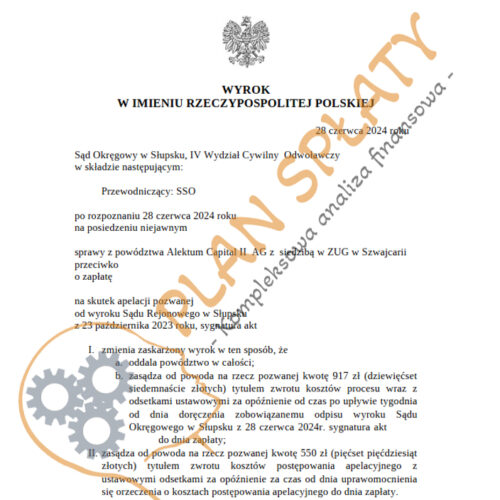 Wyrok Alektum SR Słupsk