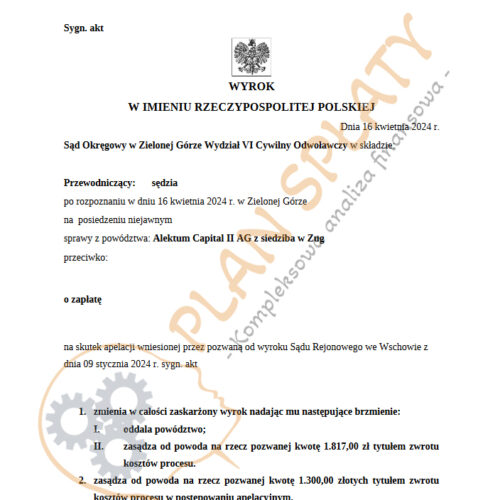 Wyrok Alektum SO Zielona Góra