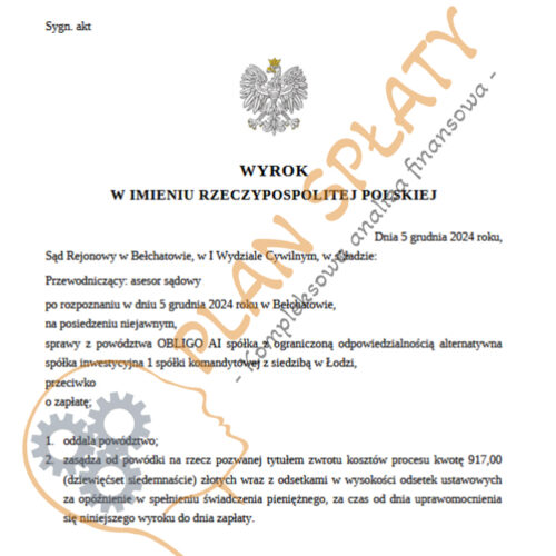 Wyrok Obligo SR Bełchatów