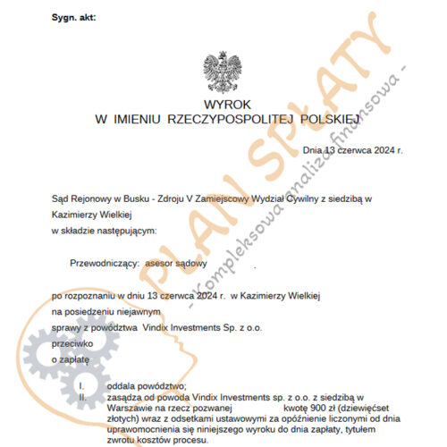 Wyrok Vindix SR Busko Zdrój