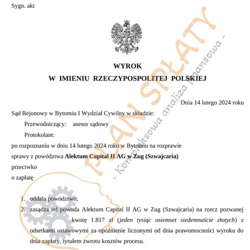 Wyrok Alektum SR Bytom