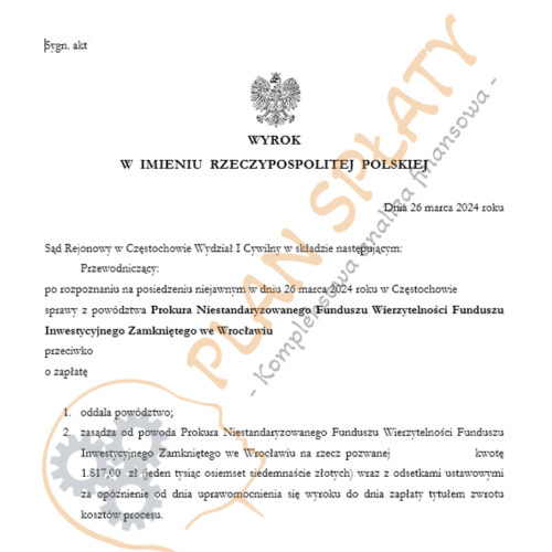 Wyrok Prokura SR Częstochowa