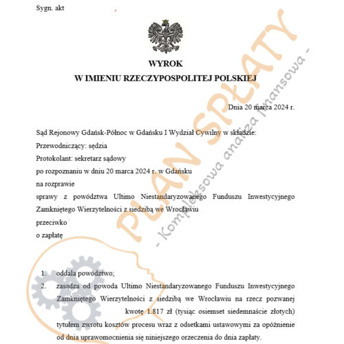 Wyrok Ultimo SR Gdynia