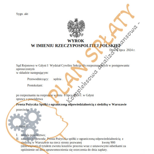 Wyrok Prosta Pożyczka SR Gdynia