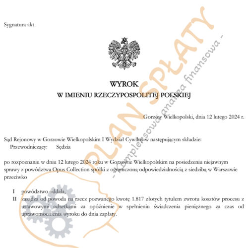 Wyrok Opus SR Gorzów