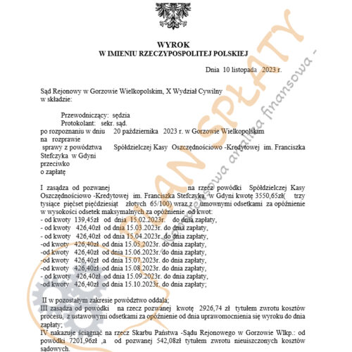 Wyrok SKOK SR Gorzów