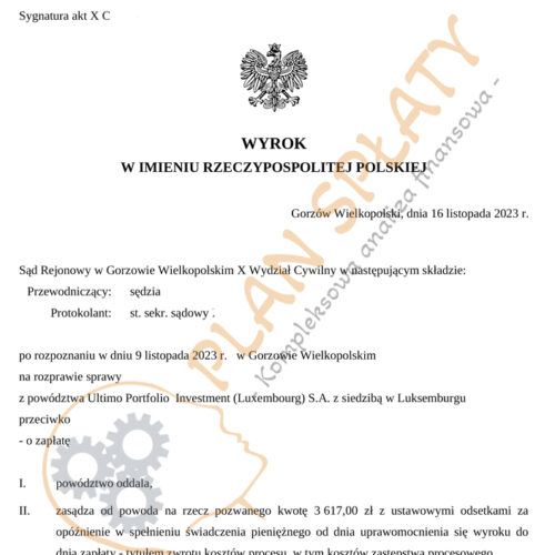 Wyrok Ultimo SR Gorzów