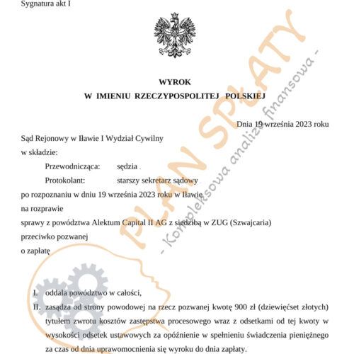 Wyrok Alektum SR Iława