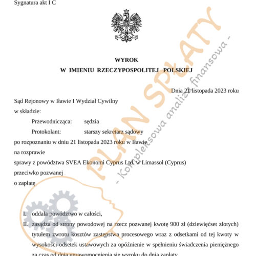 Wyrok SVEA SR Iława