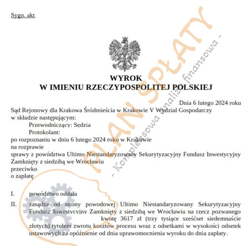 Wyrok Ultimo SR Kraków