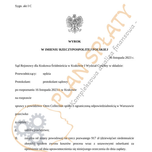 Wyrok Oren SR Kraków