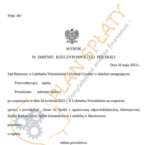 Wyrok Smart AI SR Lidzbark Warmiński