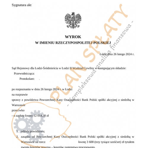 Wyrok PKO SR Łódź