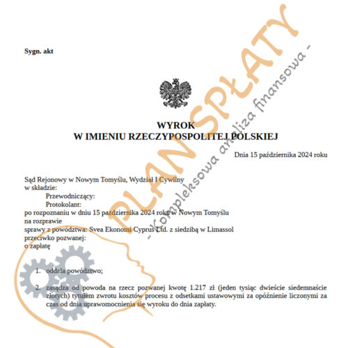 Wyrok SVEA SR Nowy Tomyśl