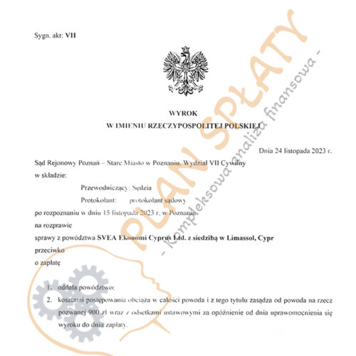 Wyrok SVEA SR Poznań