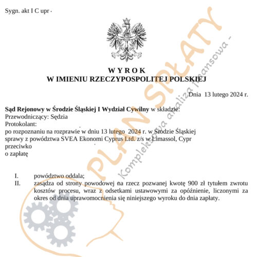 Wyrok SVEA SR Ruda Śląska