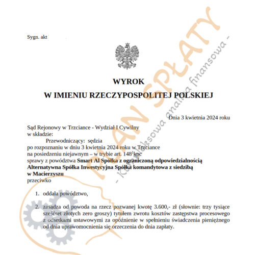 Wyrok Smart AI SR Trzcianka