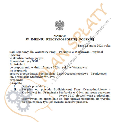 Wyrok SKOK SR Warszawa