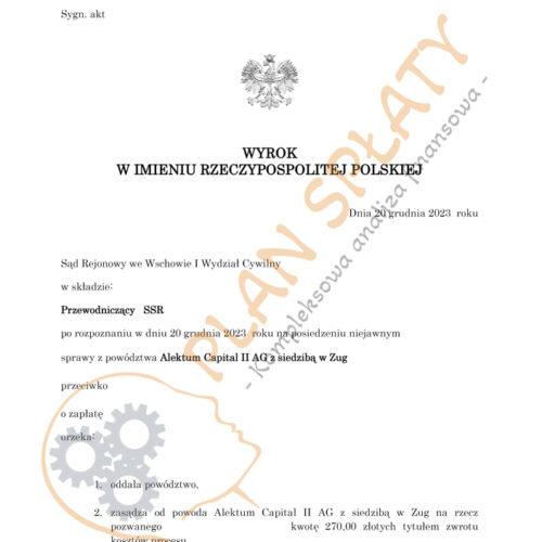 Wyrok Alektum SR Wschowa