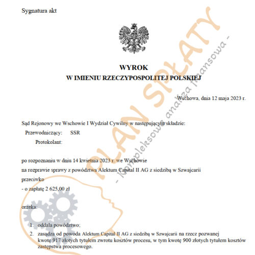 Wyrok Alektum SR Wschowa