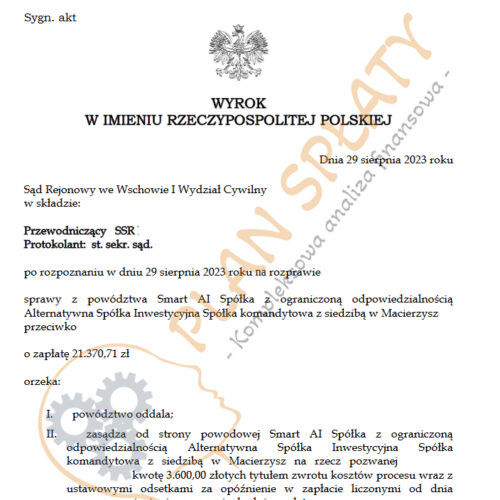 Wyrok Smart AI SR Wschowa