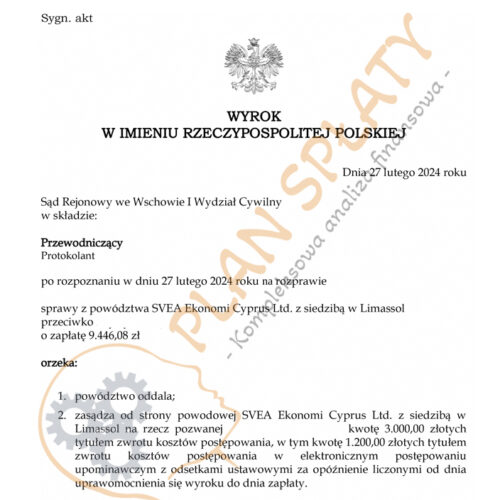 Wyrok SVEA SR Wschowa