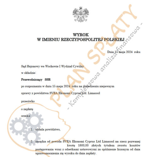 Wyrok SVEA SR Wschowa