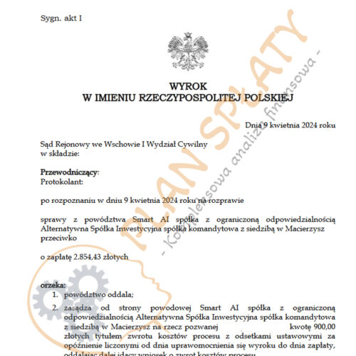 Wyrok Smart AI SR Wschowa