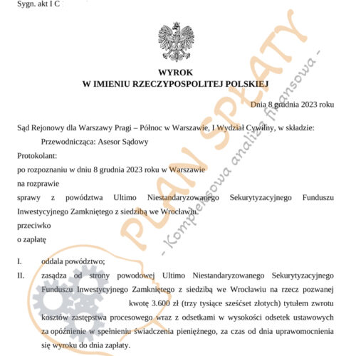 Wyrok Ultimo SR Warszawa