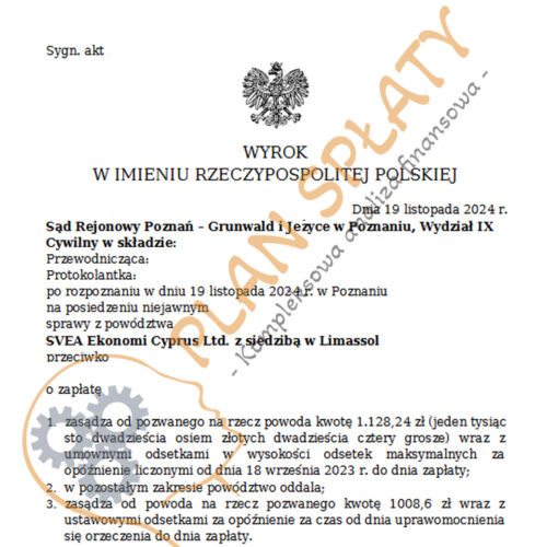 Wyrok SVEA SR Poznań