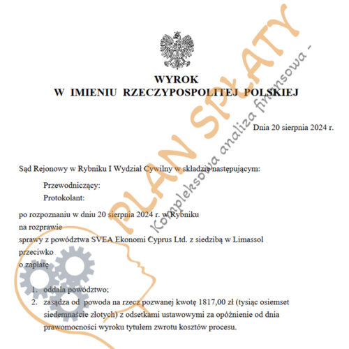 Wyrok SVEA SR Rybnik