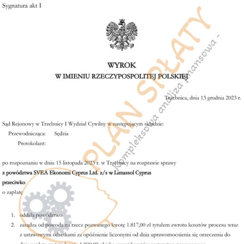 Wyrok SVEA SR Trzebnica
